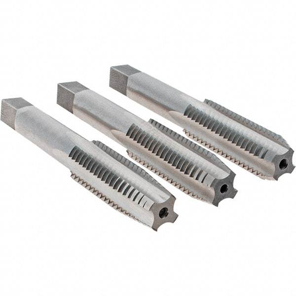 Cle-Line - 9/16-12 UNC, 4 Flute, Bottoming, Plug & Taper, Bright Finish, High Speed Steel Tap Set - Right Hand Cut, 3-19/32" OAL, 1-21/32" Thread Length, Series 0404 - A1 Tooling