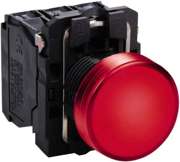 Schneider Electric - 24 VAC/VDC at 50/60 Hz Red Lens LED Pilot Light - Round Lens, Screw Clamp Connector, 30mm Wide, Vibration Resistant, Water Resistant - A1 Tooling