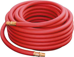 PRO-SOURCE - 1/4" ID x 0.51" OD 75' Long Multipurpose Air Hose - MNPT x MNPT Ends, 300 Working psi, -30 to 176°F, 1/4" Fitting, Red - A1 Tooling