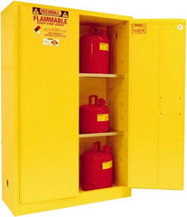 Securall Cabinets - 2 Door, 2 Shelf, Yellow Steel Standard Safety Cabinet for Flammable and Combustible Liquids - 65" High x 43" Wide x 18" Deep, Manual Closing Door, 3 Point Key Lock, 45 Gal Capacity - A1 Tooling