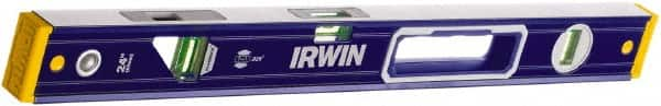 Irwin - Magnetic 24" Long 3 Vial Box Beam Level - Aluminum, Blue/Yellow, 1 Level & 2 Plumb Vials - A1 Tooling