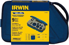 Irwin Blades - 9 Piece, 3/4" to 2-1/4" Saw Diam, Plumber's Hole Saw Kit - Bi-Metal, Toothed Edge, Pilot Drill Model No. 373000, Includes 6 Hole Saws - A1 Tooling