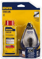 Irwin - 100' Long Reel & Chalk Set - Red, Includes (1) 4 oz Permanent Red Chalk (3.5:1) & (1) SPEEDLINE Pro Chalk Reel - A1 Tooling