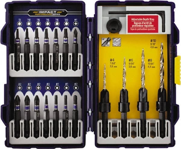 Irwin - 19 Piece, 1/4 to 7/16" Head Diam, Single End Countersink Set - A1 Tooling