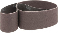 Made in USA - 2" Wide x 42" OAL, 80 Grit, Aluminum Oxide Abrasive Belt - Aluminum Oxide, Medium, Coated, X Weighted Cloth Backing - A1 Tooling