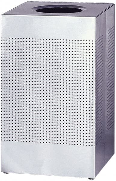 Rubbermaid - 20 Gal Silver Square Decorative Waste Receptacle With Top - Stainless Steel, 30" High x 476.25mm Long x 476.25mm Wide - A1 Tooling