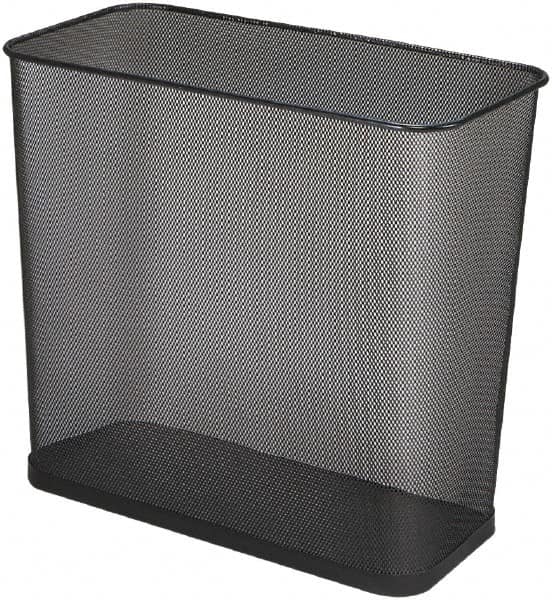 Rubbermaid - 7-1/2 Gal Black Rectangle Decorative Waste Receptacle With Top - Steel, 14" High x 16" Wide - A1 Tooling