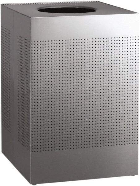 Rubbermaid - 40 Gal Silver Square Decorative Waste Receptacle With Top - Stainless Steel, 794mm High x 552.45mm Long x 552.45mm Wide - A1 Tooling