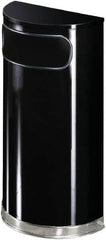 Rubbermaid - 9 Gal Black Half-Round Decorative Waste Receptacle With Top - Steel, 813mm High x 457.2mm Wide - A1 Tooling