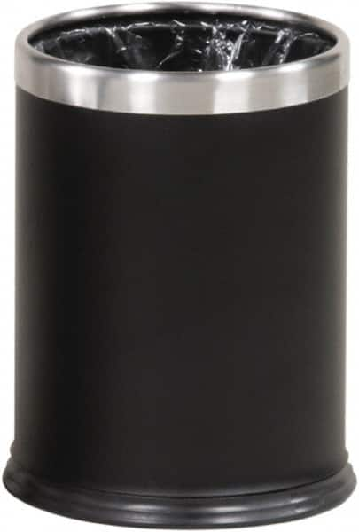 Rubbermaid - 3-1/2 Gal Black Round Decorative Waste Receptacle With Top - Steel, 318mm High - A1 Tooling