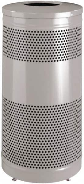 Rubbermaid - 25 Gal Silver Round Decorative Waste Receptacle With Top - Steel, 902mm High - A1 Tooling