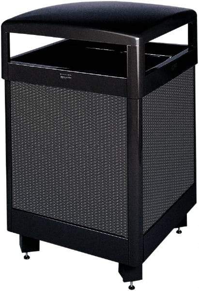 Rubbermaid - 48 Gal Black Square Decorative Waste Receptacle With Top - Steel, 40" High x 660.4mm Long x 26" Wide - A1 Tooling