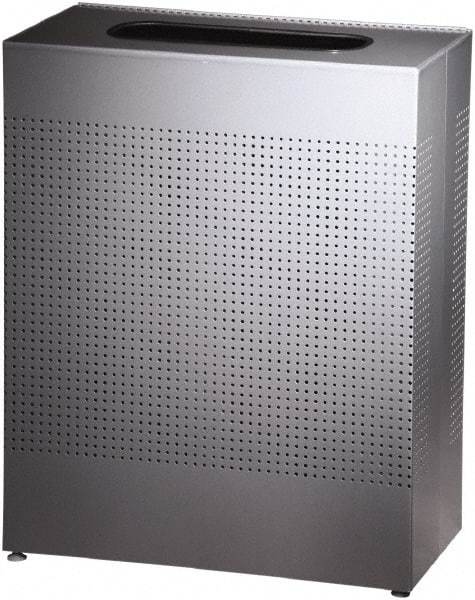 Rubbermaid - 22-1/2 Gal Silver Rectangle Decorative Waste Receptacle With Top - Steel, 30" High x 24" Long x 24" Wide - A1 Tooling