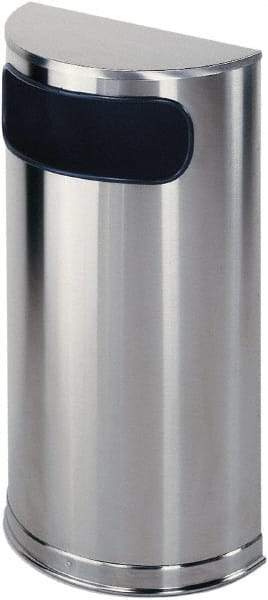 Rubbermaid - 9 Gal Silver Half-Round Decorative Waste Receptacle With Top - Steel, 32" High x 18" Wide - A1 Tooling