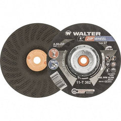 WALTER Surface Technologies - 60 Grit, 6" Wheel Diam, 3/64" Wheel Thickness, Type 27 Depressed Center Wheel - Resinoid Bond, 10,200 Max RPM - A1 Tooling