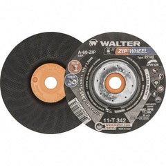 WALTER Surface Technologies - 60 Grit, 4-1/2" Wheel Diam, 3/64" Wheel Thickness, Type 27 Depressed Center Wheel - Resinoid Bond, 13,300 Max RPM - A1 Tooling