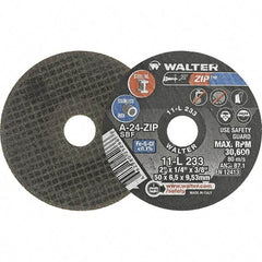 WALTER Surface Technologies - 2" 24 Grit Aluminum Oxide Cutoff Wheel - 1/4" Thick, 3/8" Arbor, 31,000 Max RPM, Use with Die Grinders - A1 Tooling