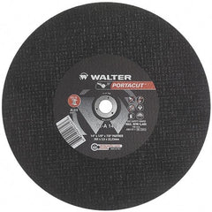 WALTER Surface Technologies - 14" 24 Grit Aluminum Oxide Cutoff Wheel - 1/8" Thick, 7/8" Arbor, 5,400 Max RPM, Use with Electric & Gas Powered Saws - A1 Tooling