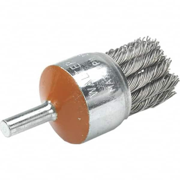 WALTER Surface Technologies - 1-1/8" Brush Diam, Knotted, End Brush - 1/4" Diam Shank, 20,000 Max RPM - A1 Tooling