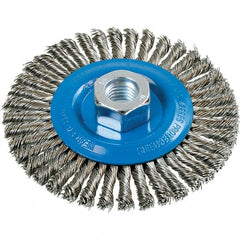 WALTER Surface Technologies - 4-1/2" OD, 5/8-11 Arbor Hole, Stringer Bead Stainless Steel Wheel Brush - 3/16" Face Width, 0.02" Filament Diam, 15,000 RPM - A1 Tooling