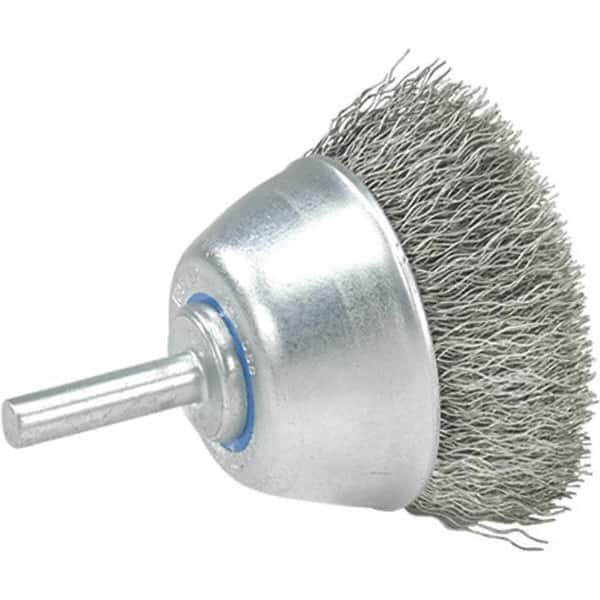 WALTER Surface Technologies - 1-1/2" Diam, 1/4" Shank Diam, Stainless Steel Fill Cup Brush - 0.0118 Wire Diam, 13,000 Max RPM - A1 Tooling