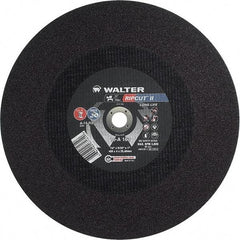 WALTER Surface Technologies - 16" 24 Grit Aluminum Oxide Cutoff Wheel - 5/32" Thick, 1" Arbor, 3,800 Max RPM, Use with Stationary Tools - A1 Tooling