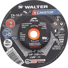 WALTER Surface Technologies - 16 Grit, 5" Wheel Diam, 1/4" Wheel Thickness, Type 27 Depressed Center Wheel - Aluminum Oxide, Resinoid Bond, 12,200 Max RPM - A1 Tooling