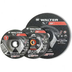 WALTER Surface Technologies - 24 Grit, 9" Wheel Diam, 1/4" Wheel Thickness, Type 27 Depressed Center Wheel - Aluminum Oxide, Resinoid Bond, 6,600 Max RPM - A1 Tooling