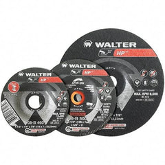 WALTER Surface Technologies - 24 Grit, 5" Wheel Diam, 1/4" Wheel Thickness, Type 27 Depressed Center Wheel - Aluminum Oxide, Resinoid Bond, 12,200 Max RPM - A1 Tooling