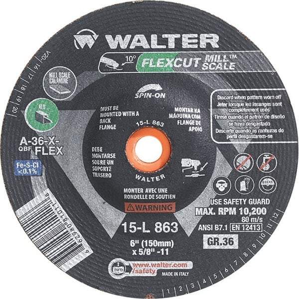 WALTER Surface Technologies - 6" Diam, 36 Grit Surface Grinding Wheel - A1 Tooling