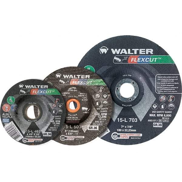 WALTER Surface Technologies - 3" Diam x 3/8" Hole, 36 Grit Surface Grinding Wheel - Aluminum Oxide/Silicon Carbide Blend, Resinoid Bond - A1 Tooling