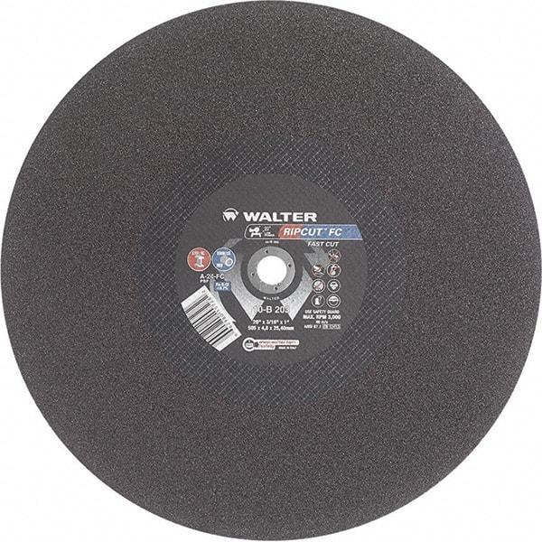 WALTER Surface Technologies - 20" 24 Grit Aluminum Oxide Cutoff Wheel - 3/16" Thick, 1" Arbor, 3,000 Max RPM, Use with Stationary Tools - A1 Tooling