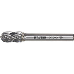 WALTER Surface Technologies - 5/16" Cut Diam, 1/4" Shank Diam, Cylinder Ball End Head Double Cut Burr - Carbide, 3/4" LOC - A1 Tooling