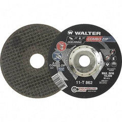 WALTER Surface Technologies - 60 Grit, 6" Wheel Diam, 5/64" Wheel Thickness, 7/8" Arbor Hole, Type 27 Depressed Center Wheel - 10,200 Max RPM - A1 Tooling