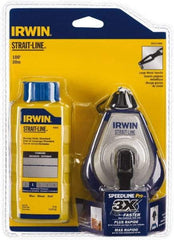 Irwin - 100' Long Reel & Chalk Set - Blue, Includes (1) 4 oz Standard Blue Chalk (3.5:1) & (1) SPEEDLINE Pro Chalk Reel - A1 Tooling