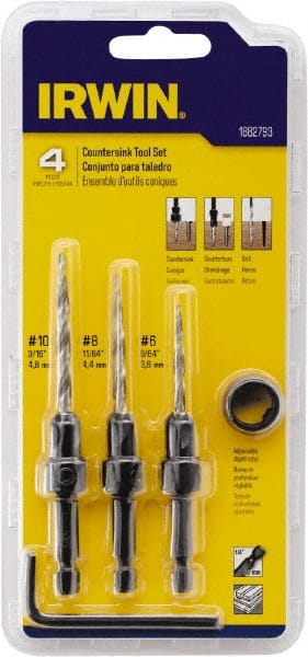 Irwin - 4 Piece, 5/16 to 7/16" Head Diam, Single End Countersink Set - A1 Tooling