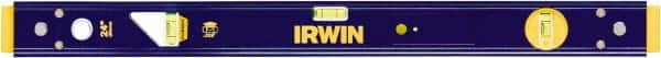 Irwin - 24" Long 3 Vial Box Beam Level - Aluminum, Blue/Yellow, 1 Level & 2 Plumb Vials - A1 Tooling