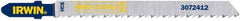 Irwin Blades - 4" Long x 0.059" Thick x 0.295" Wide, 10 Teeth per Inch, Carbon Steel Jig Saw Blade - Toothed Edge, T-Shank, Fleam Ground Tooth Set - A1 Tooling