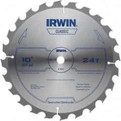 Irwin - 10" Diam, 5/8" Arbor Hole Diam, 24 Tooth Wet & Dry Cut Saw Blade - Carbide-Tipped, Smooth Action, Diamond Arbor - A1 Tooling