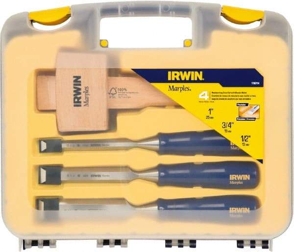 Irwin - 4 Piece Wood Chisel Set - Polypropylene, Sizes Included 1/2 to 1" - A1 Tooling