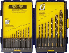 Irwin - 1/16 to 1/2", Oxide/Gold Finish, High Speed Steel Reduced Shank Drill Bit Set - A1 Tooling