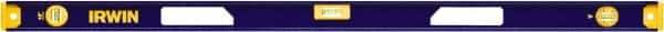 Irwin - Magnetic 48" Long 3 Vial I-Beam Level - Aluminum, Blue/Yellow, 1 Plumb & 2 Level Vials - A1 Tooling