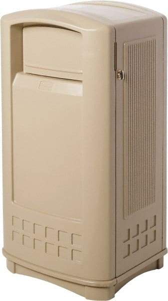 Rubbermaid - 35 Gal Beige Rectangle Decorative Waste Receptacle With Top - 1,044mm High x 543.56mm Long x 515.62mm Wide - A1 Tooling