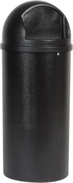 Rubbermaid - 25 Gal Black Round Decorative Waste Receptacle With Top - 42" High - A1 Tooling