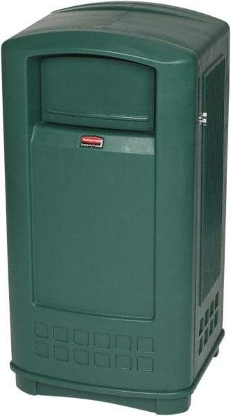 Rubbermaid - 35 Gal Green Rectangle Decorative Waste Receptacle With Top - 1,044mm High x 543.56mm Long x 515.62mm Wide - A1 Tooling