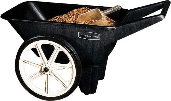 Rubbermaid - 3.5 Cu Ft, 200 Lb Capacity Wheelbarrow with Semi-Pneumatic Wheel - 47" Long x 27-1/2" Wide x 24-3/4" High, Black - A1 Tooling