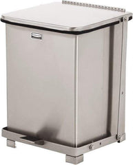 Rubbermaid - 7 Gal Square Unlabeled Trash Can - 17" High x 12" Long x 12" Wide, Stainless Steel - A1 Tooling