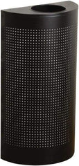 Rubbermaid - 12 Gal Black Half-Round Decorative Waste Receptacle With Top - Steel, 32" High x 18" Wide - A1 Tooling