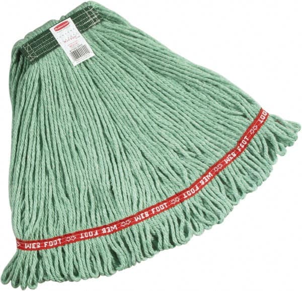 Rubbermaid - Green Head Band, Medium Blended Fiber Loop End Mop Pad - Quick Change Connection - A1 Tooling