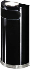 Rubbermaid - 9 Gal Black Half-Round Decorative Waste Receptacle With Top - Steel, 813mm High x 457.2mm Wide - A1 Tooling